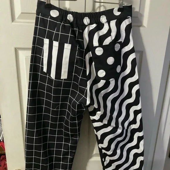 LAU Black White Patterned High Waisted Pants From Italy Designer-Made NWT - Picture 6 of 11